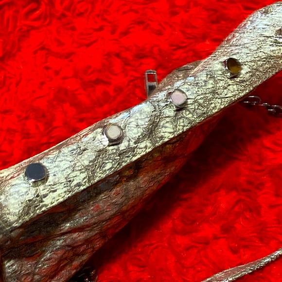 Gorgeous Rebecca Minkoff shoulder bag/purse,marbled shiny platinum gold pattern - Picture 6 of 13